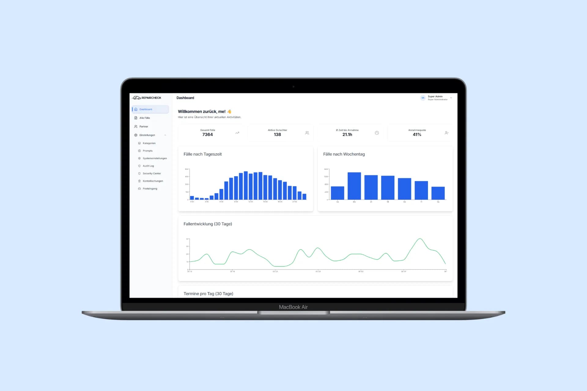 RepairCheck Dashboard - Investor-ready admin SaaS